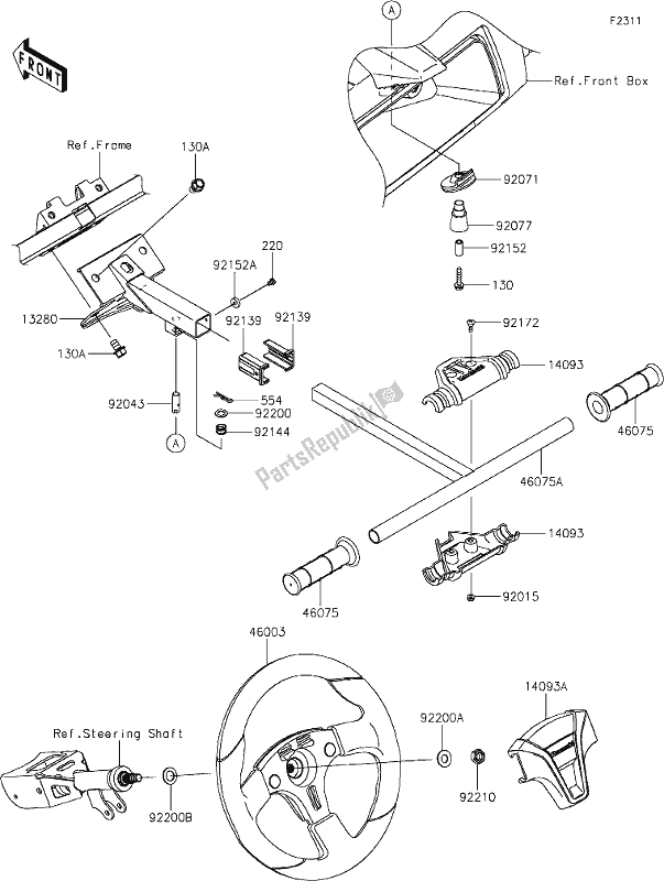 Alle onderdelen voor de 57 Steering Wheel van de Kawasaki KRF 1000 Teryx KRX 2020