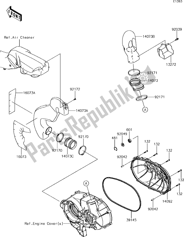 Tutte le parti per il 14 Converter Cover del Kawasaki KRF 800 Teryx 2019