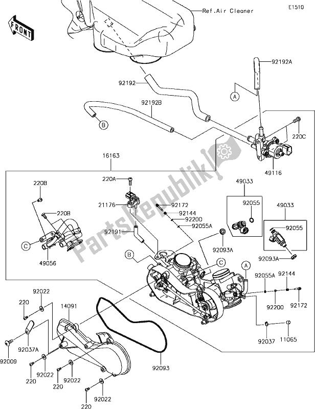 All parts for the 17 Throttle of the Kawasaki KRF 800 Teryx 2019