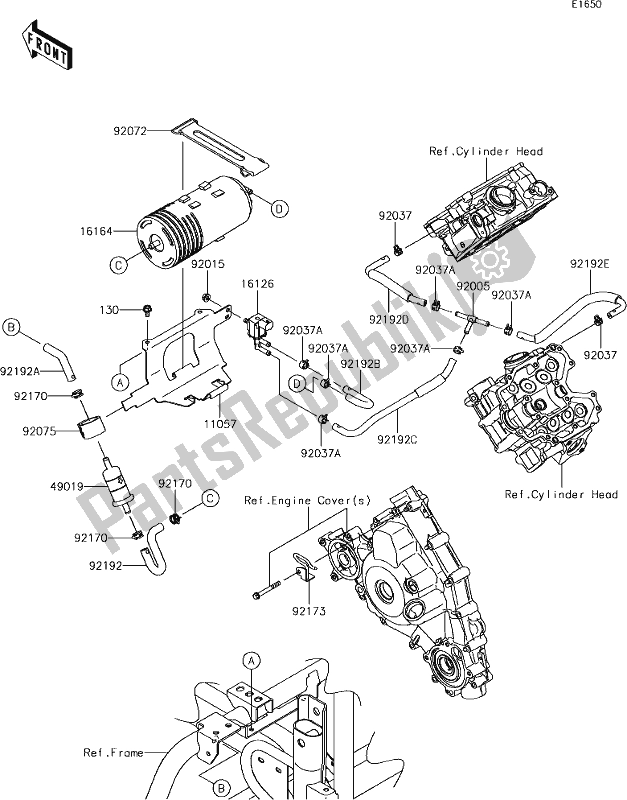 Alle onderdelen voor de 20 Fuel Evaporative System(ca) van de Kawasaki KRF 800 Teryx 2019