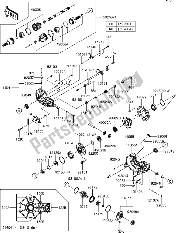 All parts for the 28 Drive Shaft-front of the Kawasaki KRF 800 Teryx 2019