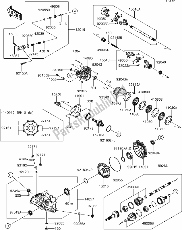 All parts for the 29-1drive Shaft-rear of the Kawasaki KRF 800 Teryx 2019