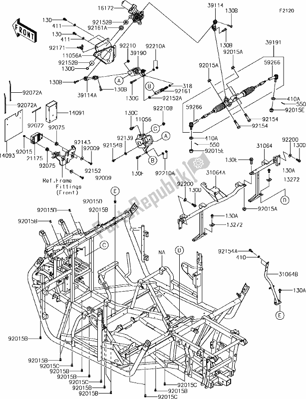 All parts for the 31-1frame of the Kawasaki KRF 800 Teryx 2019