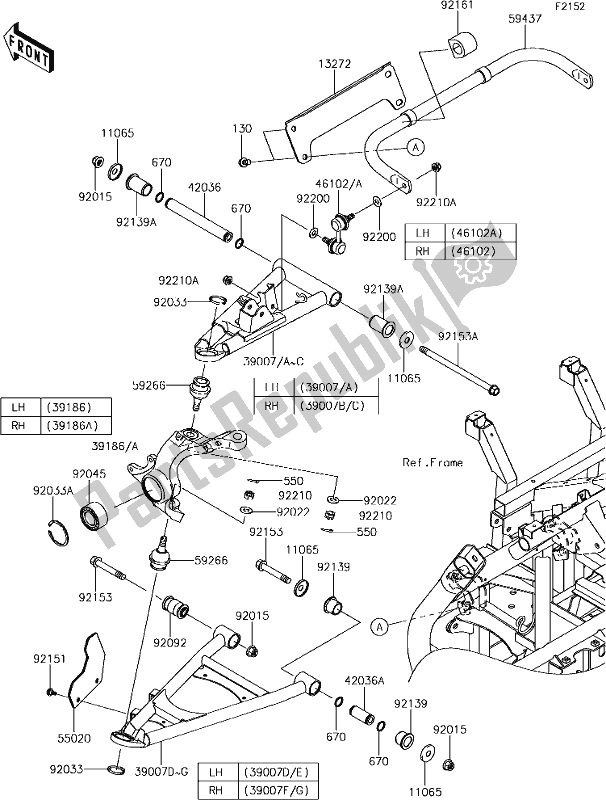 Alle onderdelen voor de 36 Front Suspension van de Kawasaki KRF 800 Teryx 2019