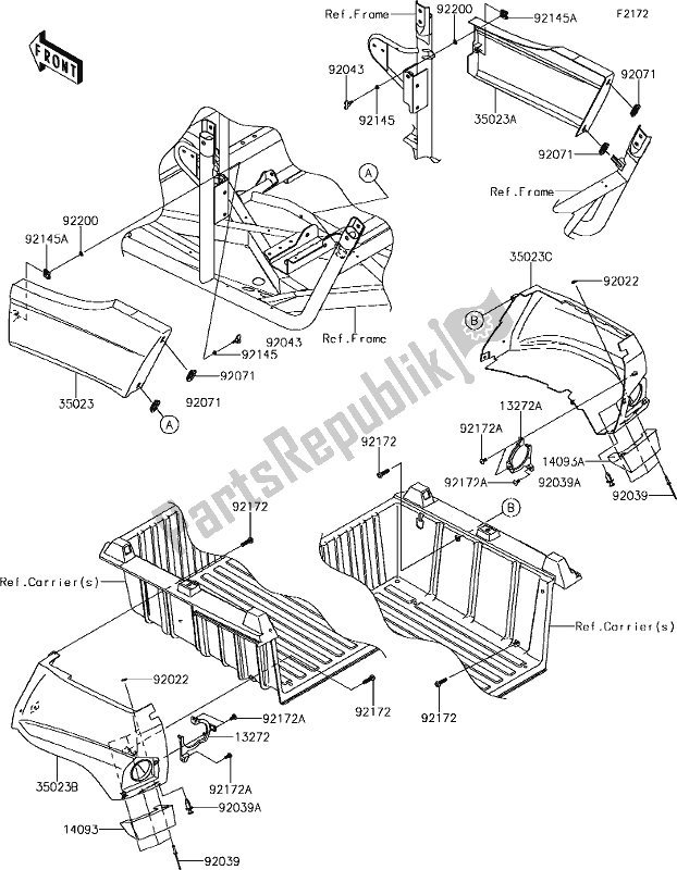 All parts for the 39 Rear Fender(s) of the Kawasaki KRF 800 Teryx 2019