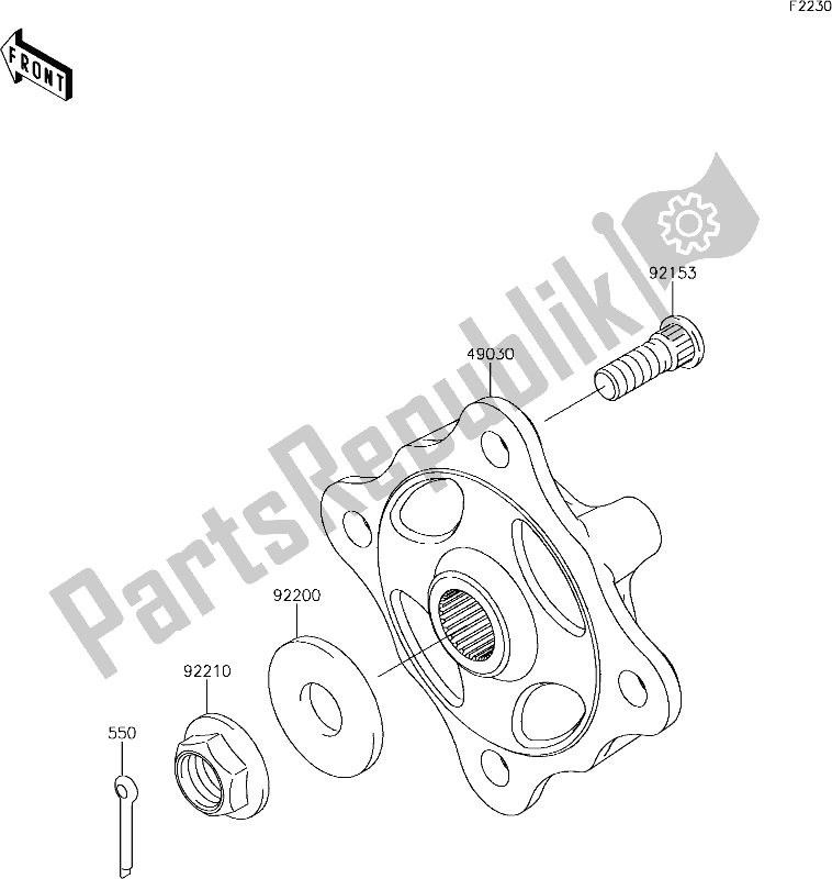 All parts for the 41 Front Hubs/brakes of the Kawasaki KRF 800 Teryx 2019