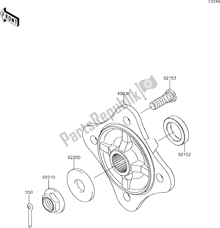 Alle onderdelen voor de 42 Rear Hubs/brakes van de Kawasaki KRF 800 Teryx 2019