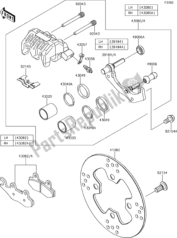 All parts for the 47 Front Brake of the Kawasaki KRF 800 Teryx 2019