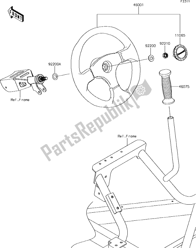 Alle onderdelen voor de 48 Steering Wheel van de Kawasaki KRF 800 Teryx 2019