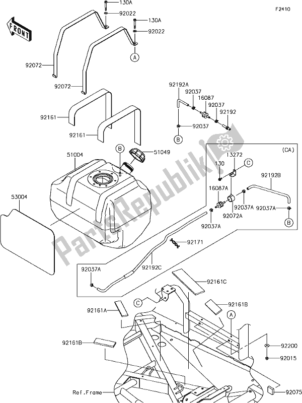 All parts for the 49 Fuel Tank of the Kawasaki KRF 800 Teryx 2019