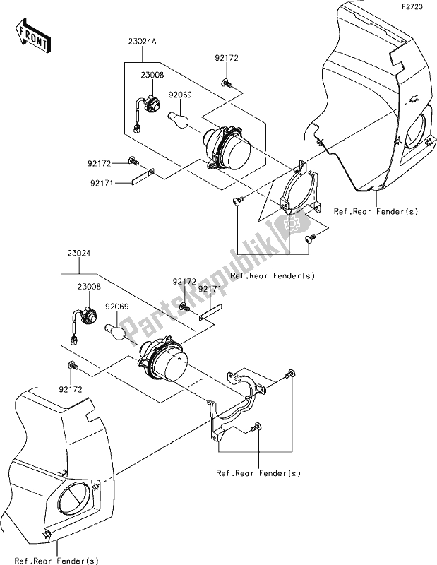 All parts for the 58 Taillight(s) of the Kawasaki KRF 800 Teryx 2019