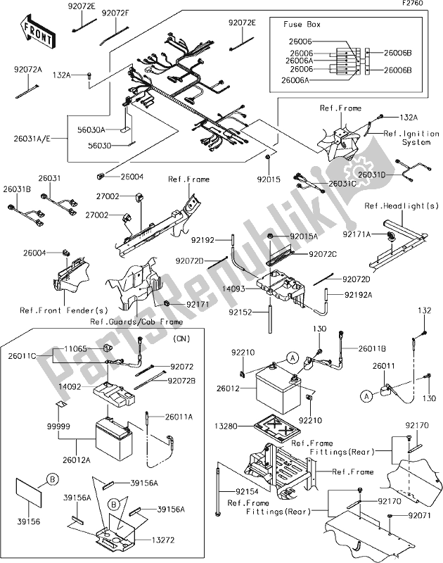 All parts for the 59-1chassis Electrical Equipment of the Kawasaki KRF 800 Teryx 2019