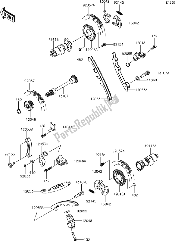 Alle onderdelen voor de 6 Camshaft(s)/tensioner van de Kawasaki KRF 800 Teryx 2019