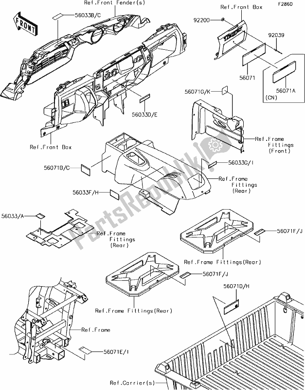 All parts for the 62 Labels of the Kawasaki KRF 800 Teryx 2019