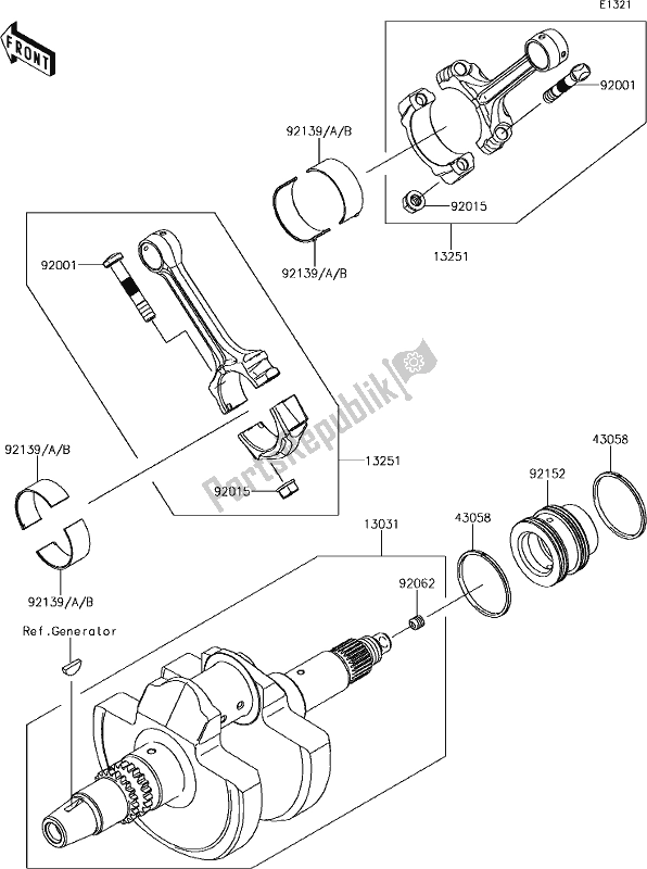 All parts for the 7 Crankshaft of the Kawasaki KRF 800 Teryx 2019