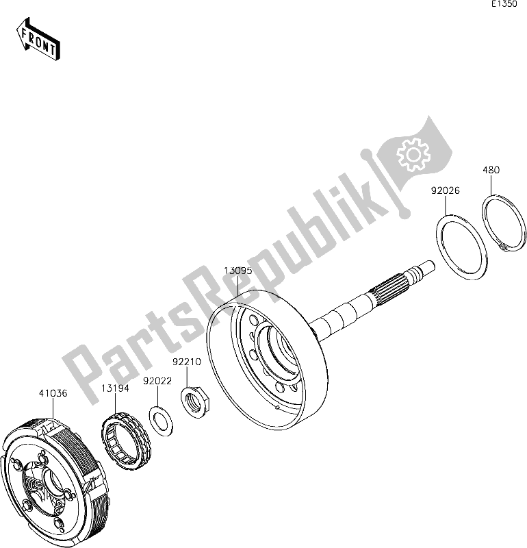 All parts for the 8 Clutch of the Kawasaki KRF 800 Teryx 2019