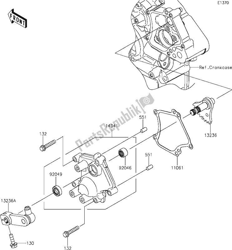 All parts for the 11 Gear Change Mechanism of the Kawasaki KRF 800 Teryx 2020