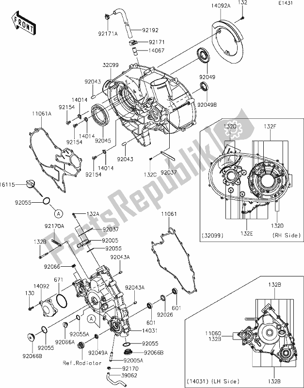 All parts for the 16 Engine Cover(s) of the Kawasaki KRF 800 Teryx 2020