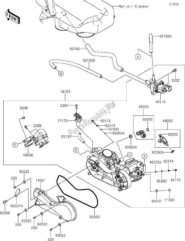 All parts for the 17 Throttle of the Kawasaki KRF 800 Teryx 2020