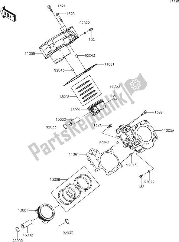 Alle onderdelen voor de 2 Cylinder/piston(s) van de Kawasaki KRF 800 Teryx 2020