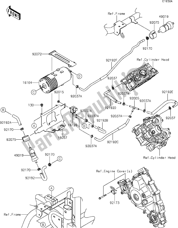 All parts for the 21 Fuel Evaporative System(hlf)(ca) of the Kawasaki KRF 800 Teryx 2020