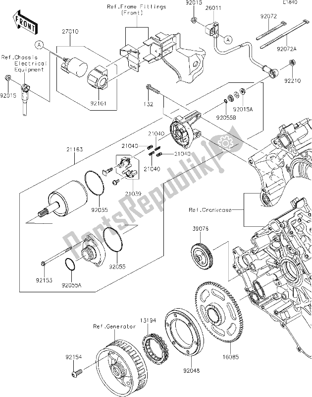 Alle onderdelen voor de 25 Starter Motor van de Kawasaki KRF 800 Teryx 2020