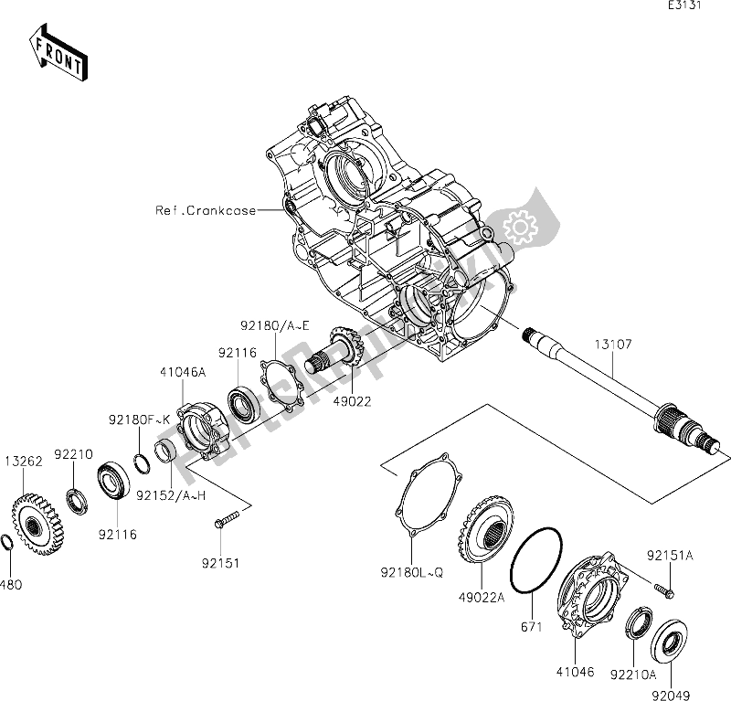 Alle onderdelen voor de 27-1front Bevel Gear van de Kawasaki KRF 800 Teryx 2020