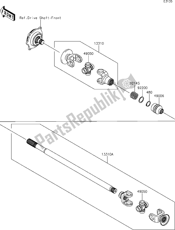 All parts for the 28 Drive Shaft-propeller of the Kawasaki KRF 800 Teryx 2020