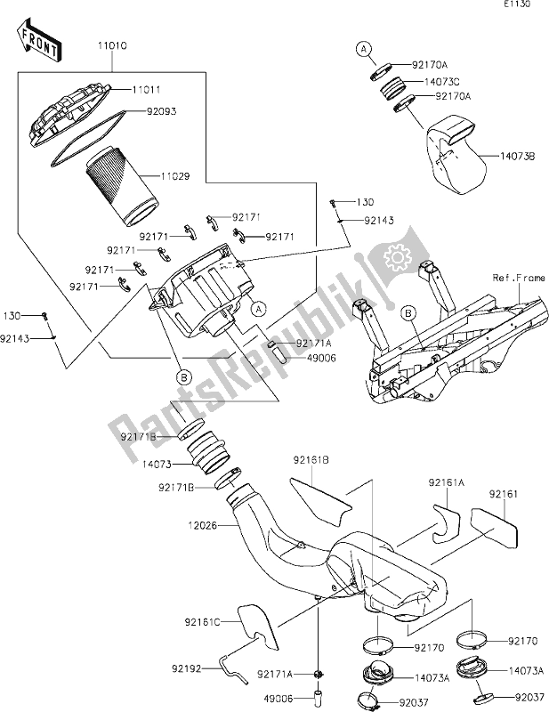 All parts for the 3 Air Cleaner of the Kawasaki KRF 800 Teryx 2020