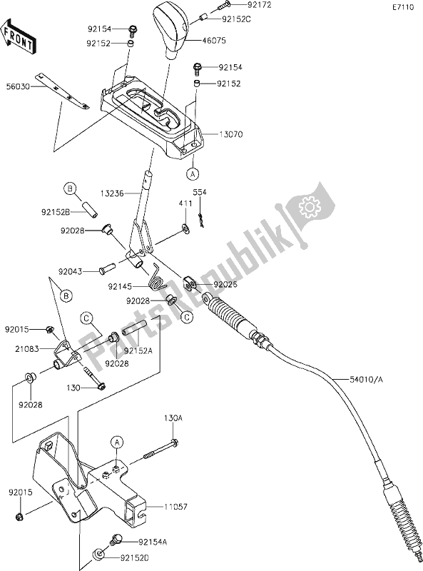 All parts for the 31 Control of the Kawasaki KRF 800 Teryx 2020