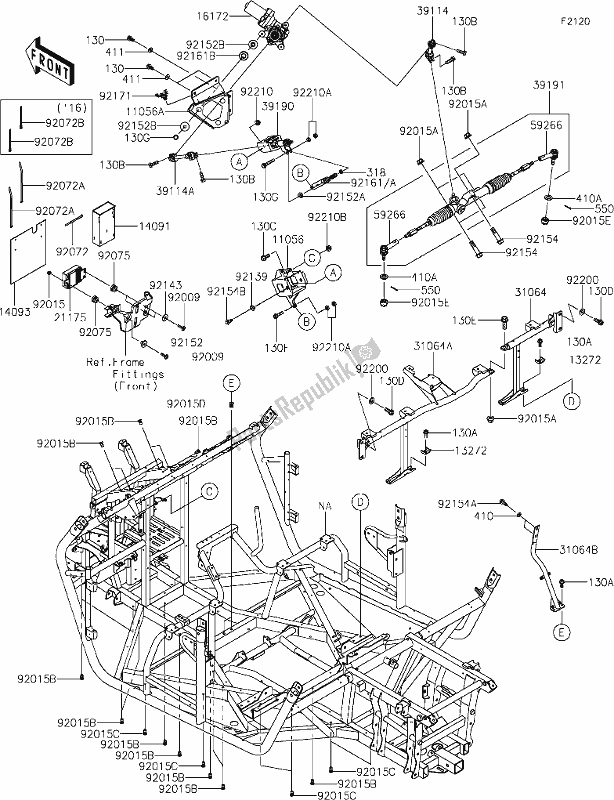 All parts for the 32-1frame of the Kawasaki KRF 800 Teryx 2020