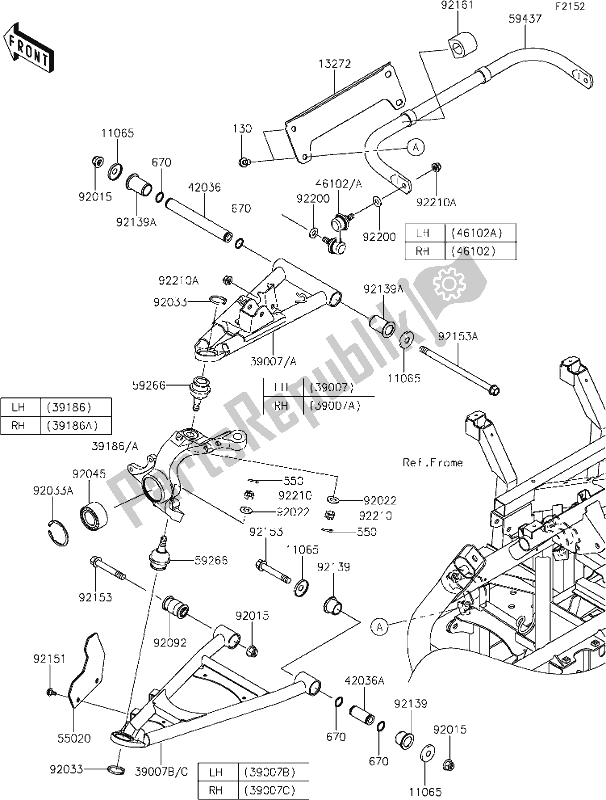 All parts for the 37 Front Suspension of the Kawasaki KRF 800 Teryx 2020