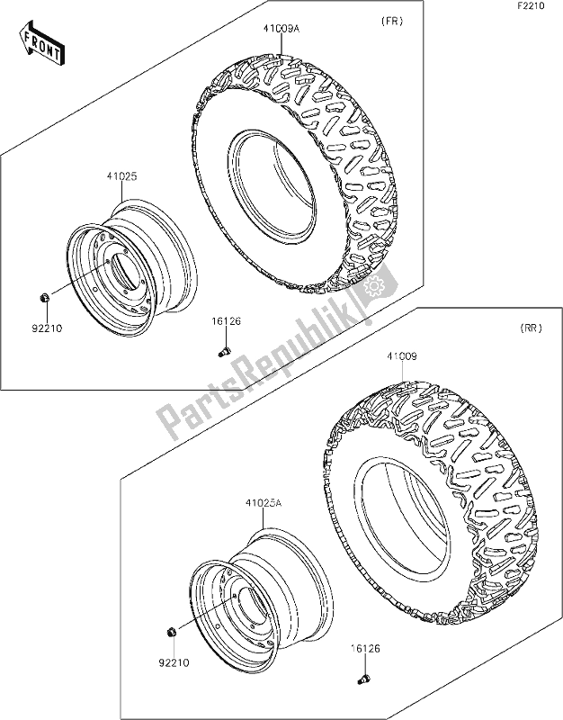 All parts for the 41 Wheels/tires of the Kawasaki KRF 800 Teryx 2020