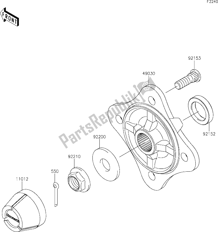 Alle onderdelen voor de 43 Rear Hubs/brakes van de Kawasaki KRF 800 Teryx 2020