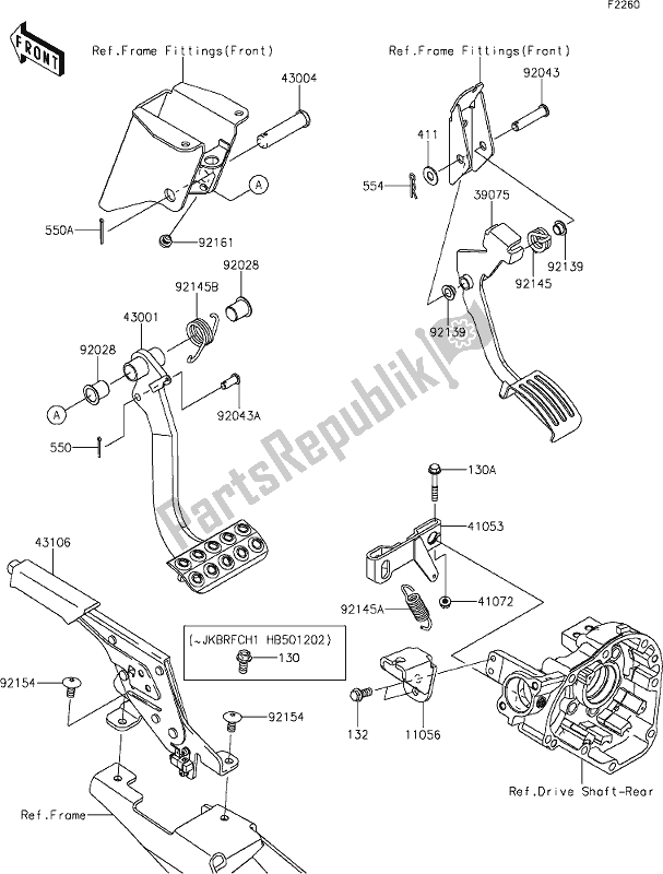 All parts for the 44 Brake Pedal/throttle Lever of the Kawasaki KRF 800 Teryx 2020
