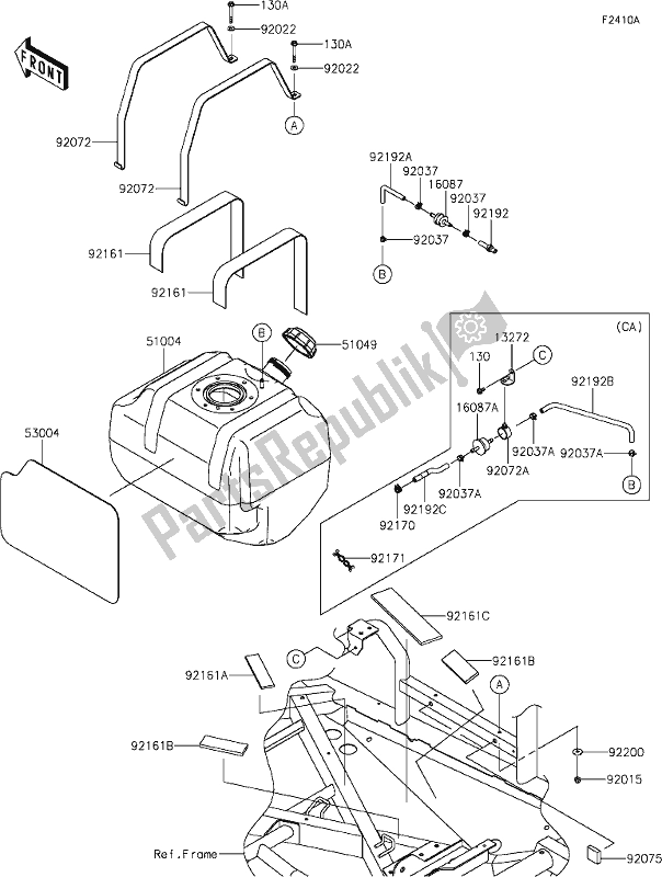 All parts for the 51 Fuel Tank(hlf) of the Kawasaki KRF 800 Teryx 2020