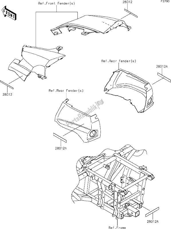 All parts for the 65 Reflectors(cn) of the Kawasaki KRF 800 Teryx 2020