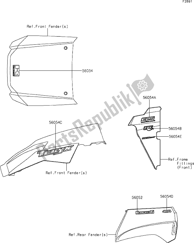 All parts for the 67 Decals of the Kawasaki KRF 800 Teryx 2020