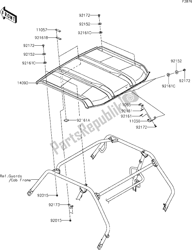 All parts for the 68 Sun Top of the Kawasaki KRF 800 Teryx 2020