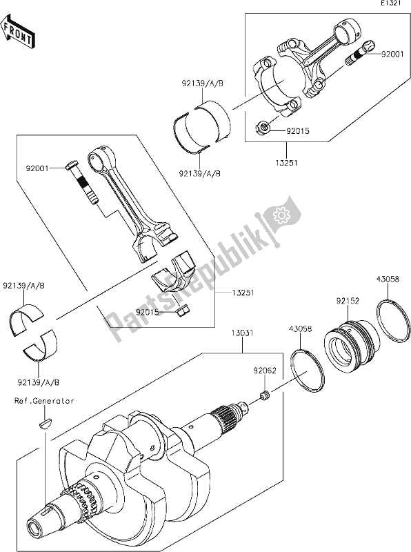 All parts for the 7 Crankshaft of the Kawasaki KRF 800 Teryx 2020