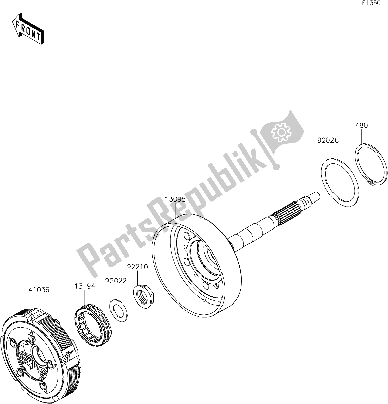 All parts for the 8 Clutch of the Kawasaki KRF 800 Teryx 2020