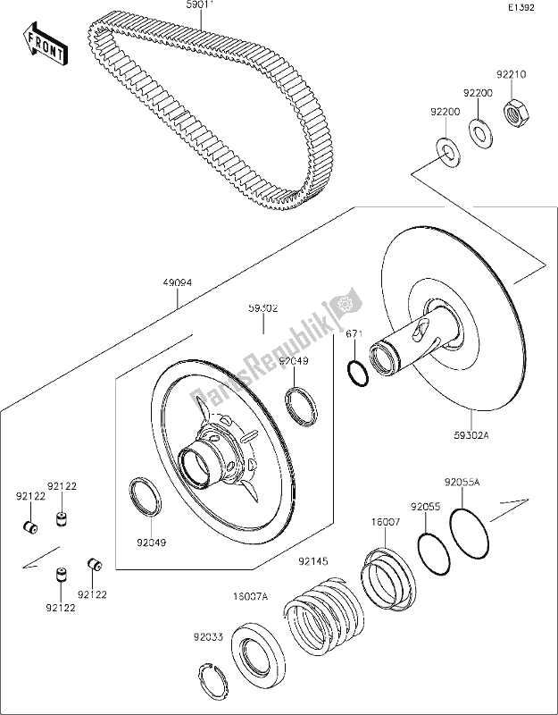 Wszystkie części do 13 Driven Converter/drive Belt Kawasaki KRF 800 Teryx 2021