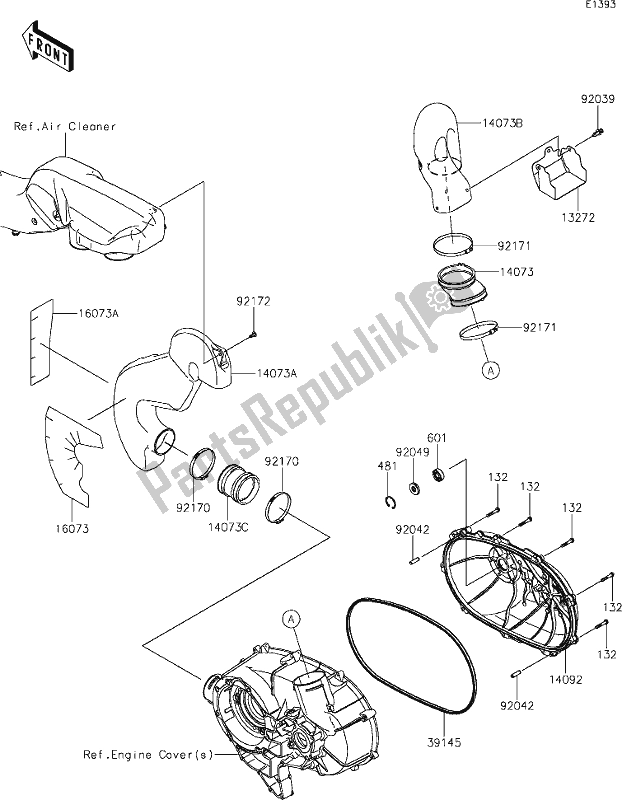 Alle onderdelen voor de 14 Converter Cover van de Kawasaki KRF 800 Teryx 2021