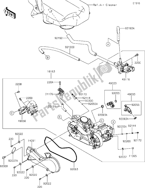 All parts for the 17 Throttle of the Kawasaki KRF 800 Teryx 2021