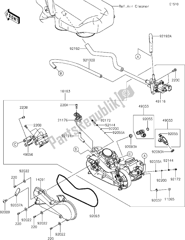 All parts for the 17 Throttle of the Kawasaki KRF 800 Teryx 2021