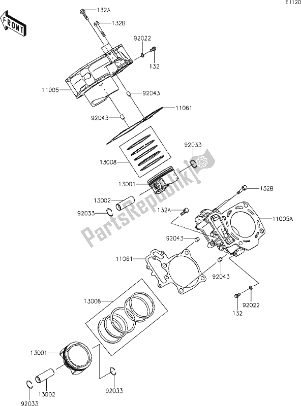 Todas as partes de 2 Cylinder/piston(s) do Kawasaki KRF 800 Teryx 2021
