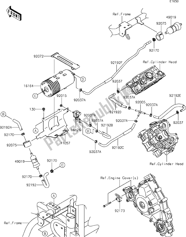 All parts for the 20 Fuel Evaporative System(ca) of the Kawasaki KRF 800 Teryx 2021