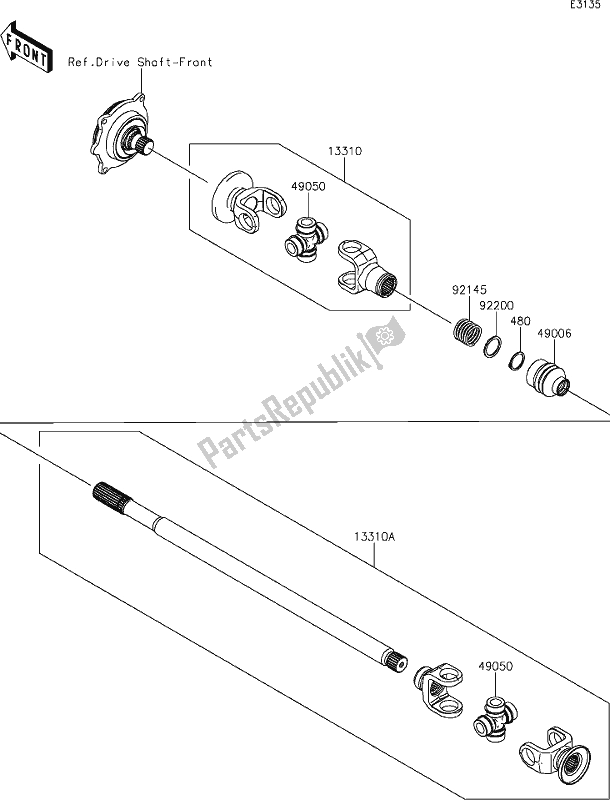 Toutes les pièces pour le 27 Drive Shaft-propeller du Kawasaki KRF 800 Teryx 2021