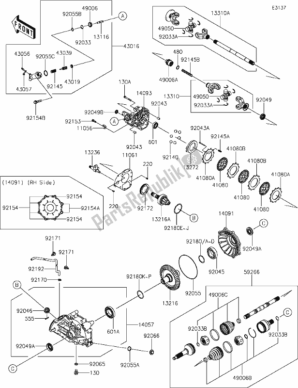 All parts for the 29-1drive Shaft-rear of the Kawasaki KRF 800 Teryx 2021