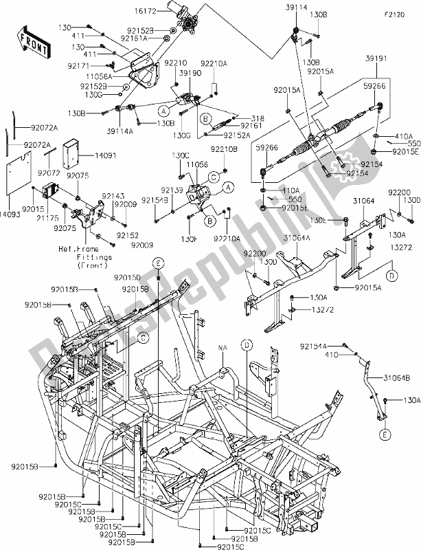 Toutes les pièces pour le 31-1frame du Kawasaki KRF 800 Teryx 2021